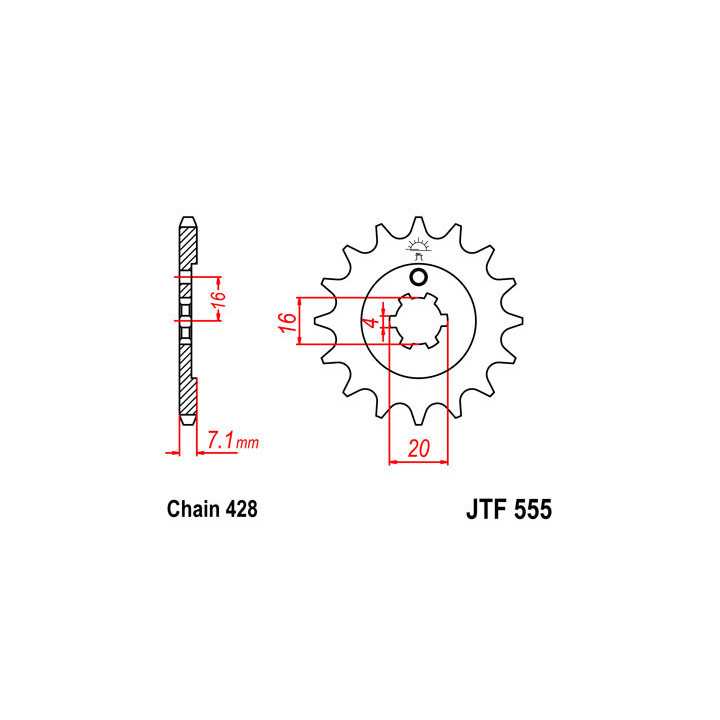 Pignon JT acier type 555 pas 428 13 dents KAWAZAKI KX-65 02-18