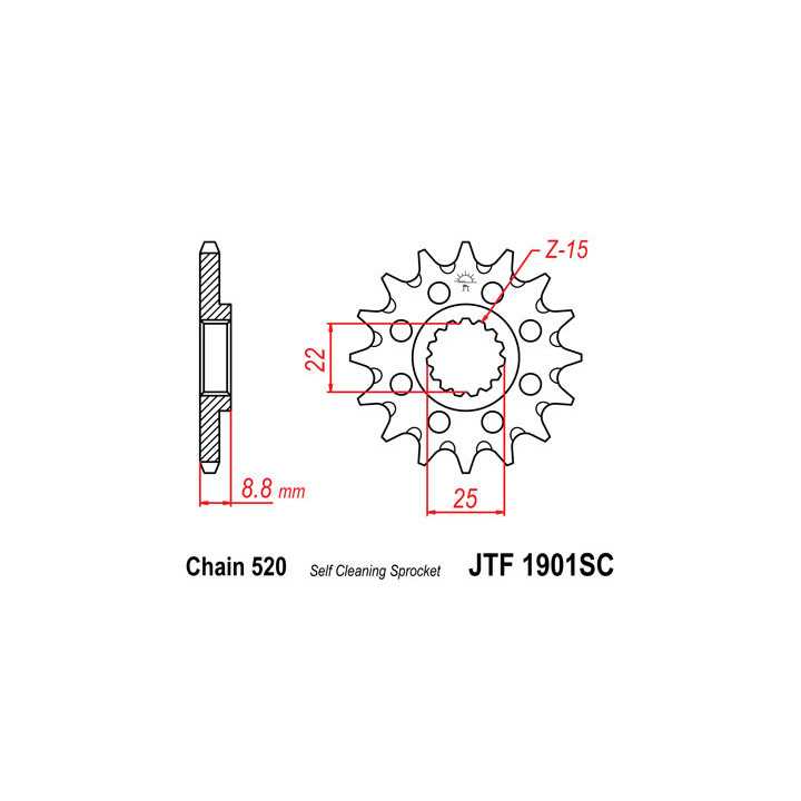Pignon JT acier anti-boue type 1901 pas 520 13 dents KTM SX-125 01-18