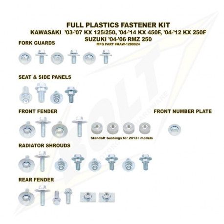Kit vis complet de plastiques Bolt Kawasaki KX125-250 03-07