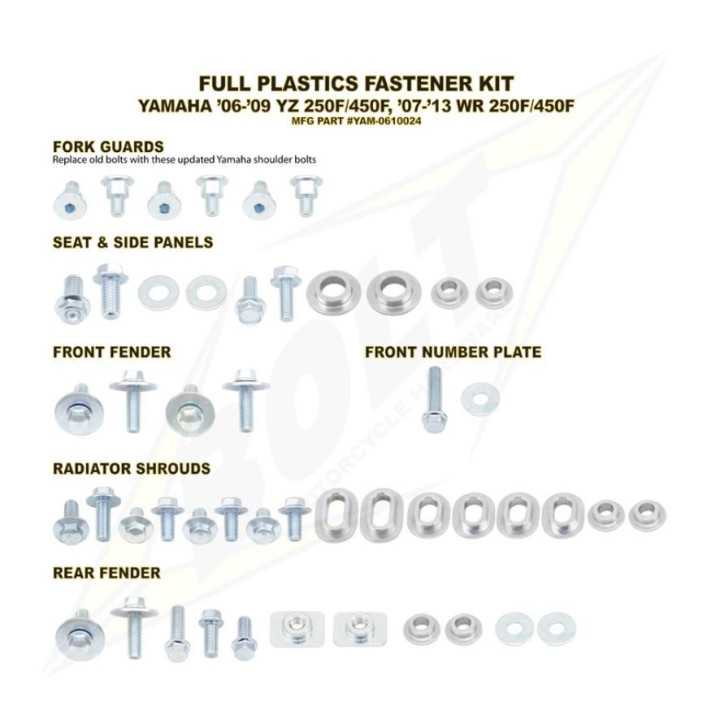 Kit vis complet de plastiques Bolt Yamaha WRF450 07-11