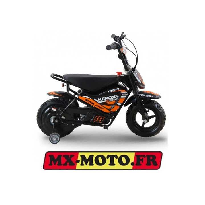MOTO ENFANT PIT DIRT BIKE KEROX ELECTRIQUE 250W E-FAT ORANGE