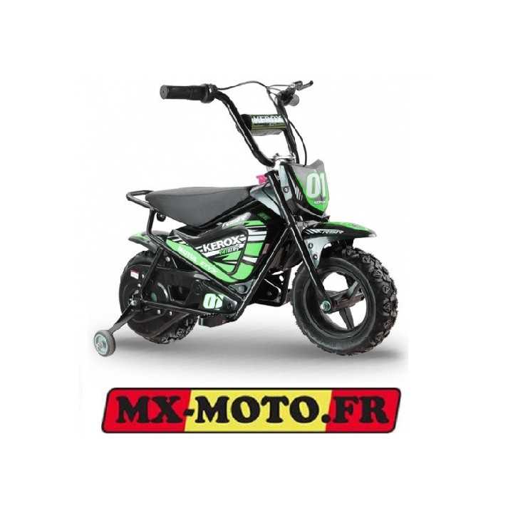 MOTO ENFANT PIT DIRT BIKE KEROX ELECTRIQUE 250W E-FAT VERT