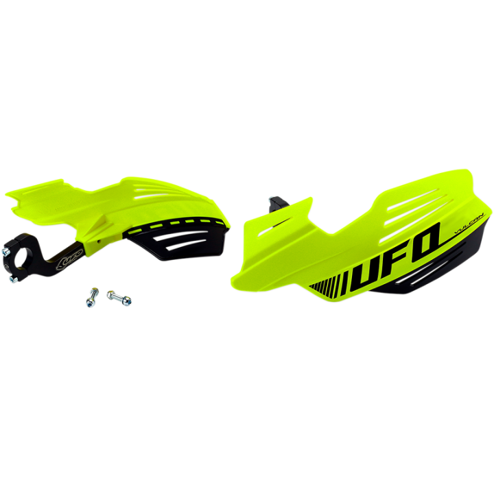 PROTEGE MAINS UFO CROSS VULCAN JAUNE FLUO AVEC FIXATIONS ALU