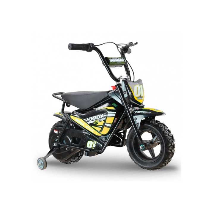 MOTO ELECTRIQUE ENFANT PIT DIRT BIKE KEROX 250W E-FAT KIDS JAUNE