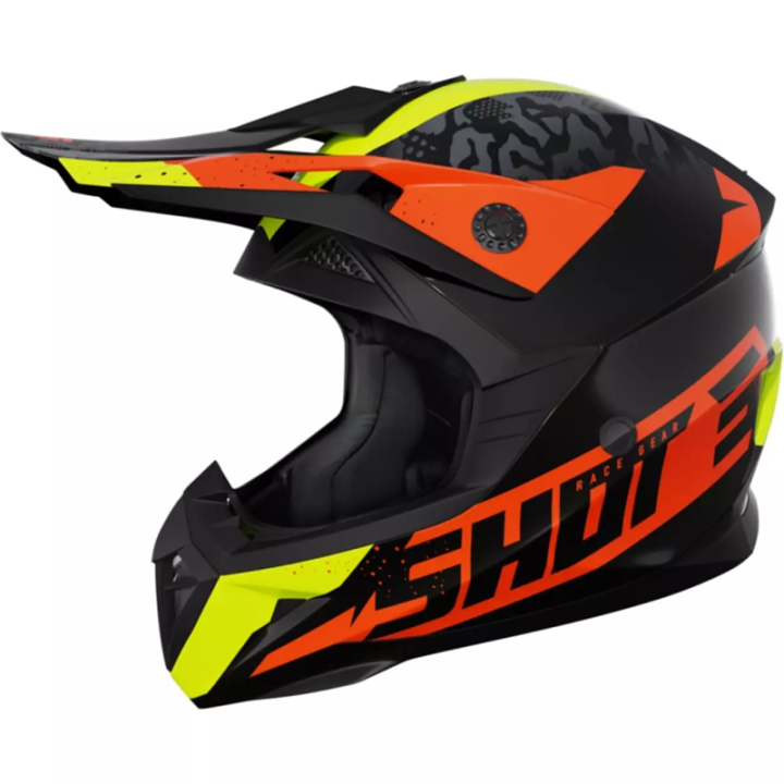 CASQUE SHOT MOTO CROSS PULSE AIRFIT BLACK NEON YELLOW ORANGE BRILLANT TAILLE XS