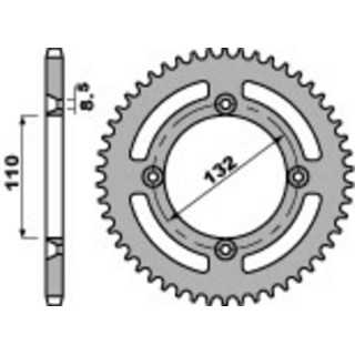 Couronne PBR 49 dents aluminium ultra-light 4486 - 428 KTM SX-85 grandes roues 2004-14