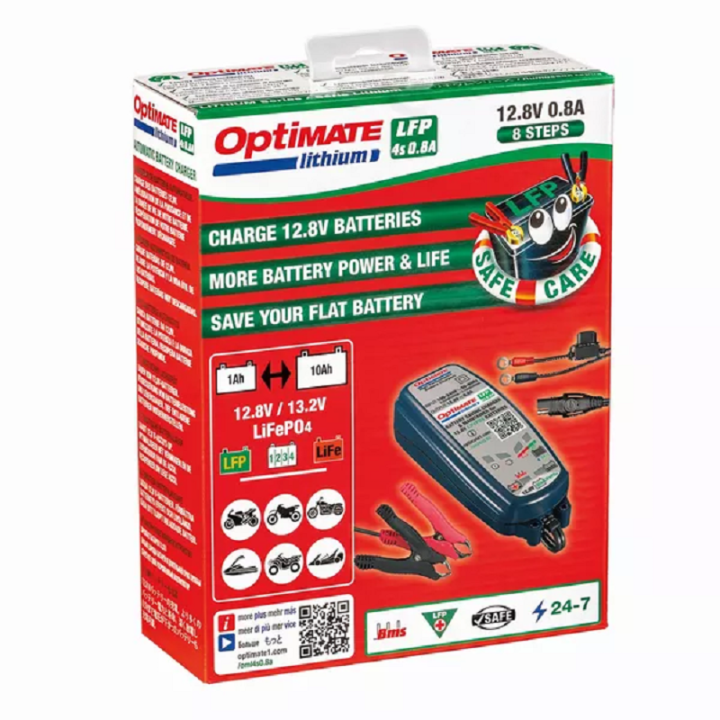 CHARGEUR OPTIMATE POUR BATTERIE LITHIUM 12,8V, 0,8A