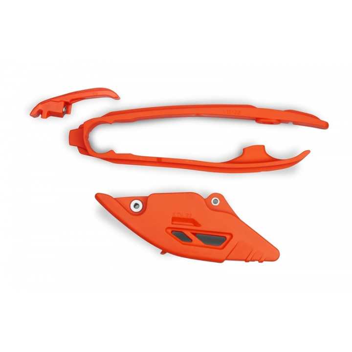 Kit guide chaîne + patin de bras oscillant UFO ORANGE KTM SX 125 250 2020-2025