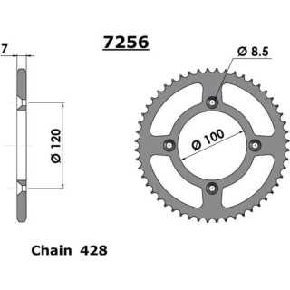 COURONNE FRANCE EQUIPEMENT 47 DENTS ACIER PAS 428 TYPE 7256 SUZUKI RM-85 2002-14