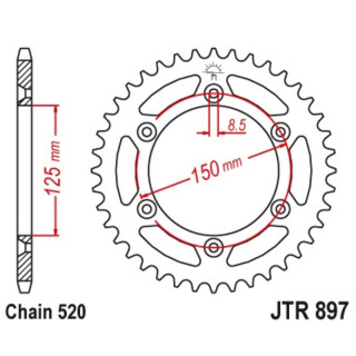 Couronne JT SPROCKETS 50 dents acier pas 520 type 897 KTM SXF-350 2011-18