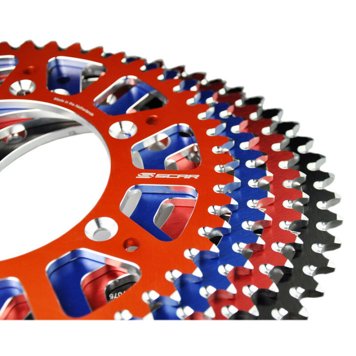 COURONNE SCAR ALU ORANGE TYPE SRS530 PAS 520 48 DENTS KTM SX 250 1993-2025