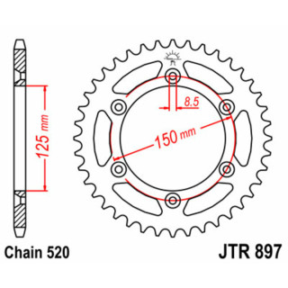 COURONNE JT SPROCKETS ALU STANDARD KTM - 520 - 51 DENTS