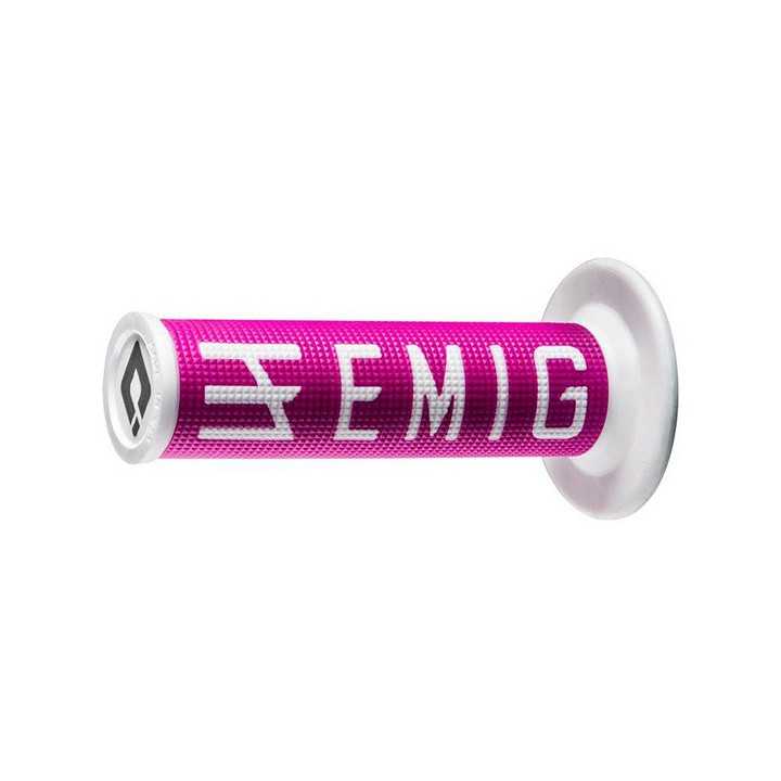 POIGNEES LOCK-ON-ODI EMIG V2 ROSE/BLANC SEMI-GAUFRE 4 TEMPS 