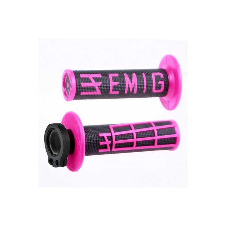 POIGNEES LOCK-ON-ODI EMIG VERSION FLUO V2 NOIR/BLEU SEMI-GAUFRE 4 TEMPS 
